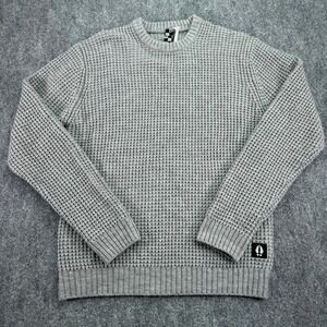 Bearded Goat Sweater Mens Small Grey Odis Boatyard Waffle Knit Merino Wool Blend
